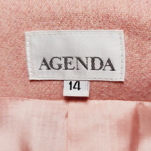 Vintage Agenda Made in USA Pink Wool Blend Embroidered Pockets Blazer Sz 14 Y2K - Picture 7 of 12